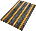 Reliancer 4 Pack 1-Channel Rubber Cable Protector Ramp Traffic Speed Bump 18000lbs Capacity Heavy Duty Cable Protective Cover Ramp Driveway Hose Cord Track Protector Wires Concealer for Garage Parking