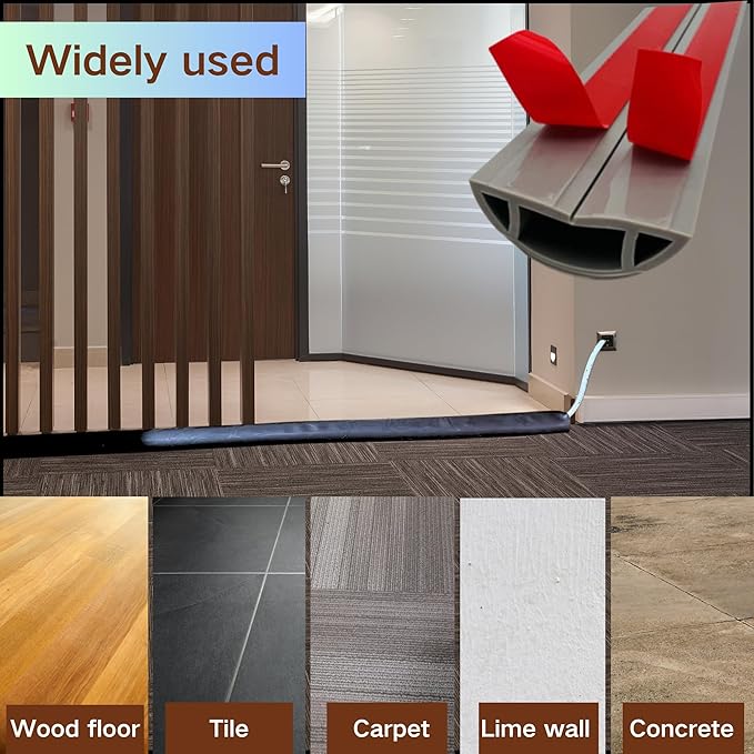 3.3ft Self Adhesive Floor Cord Cover,Heavy Duty Soft PVC Cable Protector and Extension Cord Hider,Cord Management System to Hide Wires on Floor,Cable Cavity:0.61"(W) x 0.32"(H) Yellow Wood