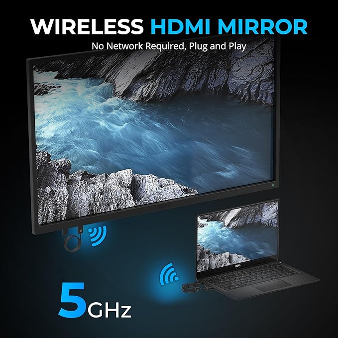 SABRENT Wireless HDMI Transmitter and Receiver 100FT/30M Seamless FHD Quality (1080p@60Hz) Plug and Play, Stream Video from PCs, Laptops to TVs, Projectors and More (DA-H1R1)