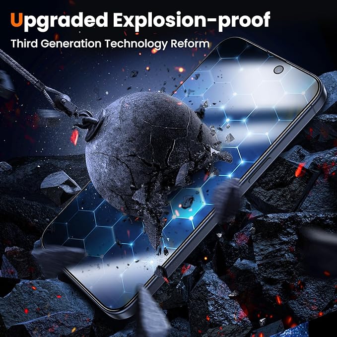 UniqueMe for iPhone 15 Pro Privacy Screen Protector, [Military Grade Shatterproof & 9H+ Hardness] Screen Protector 15 Pro Tempered Glass Full Coverage Protection, Easy to install, 2 Packs