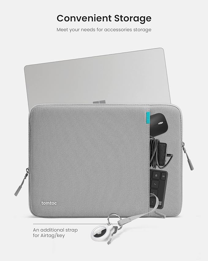 tomtoc 360° Protective Laptop Sleeve for 12-inch New Surface Pro, Copilot+PC 2025, 12.3-13 Inch Surface Pro 11/10/9/8/X/ 7+/7/6/5/4 with Keyboard, Shockproof Water-Resistant Notebook Laptop Case Bag