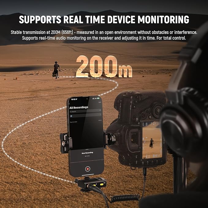 NEEWER CM28 Wireless Lavalier Microphone System, 1 Click Noise Canceling, 4GB Storage for 9Hrs of 48KHz 16 Bit Uncompressed Audio, Lapel Mic Compatible with iPhone/Android/PC/Camera/iPad