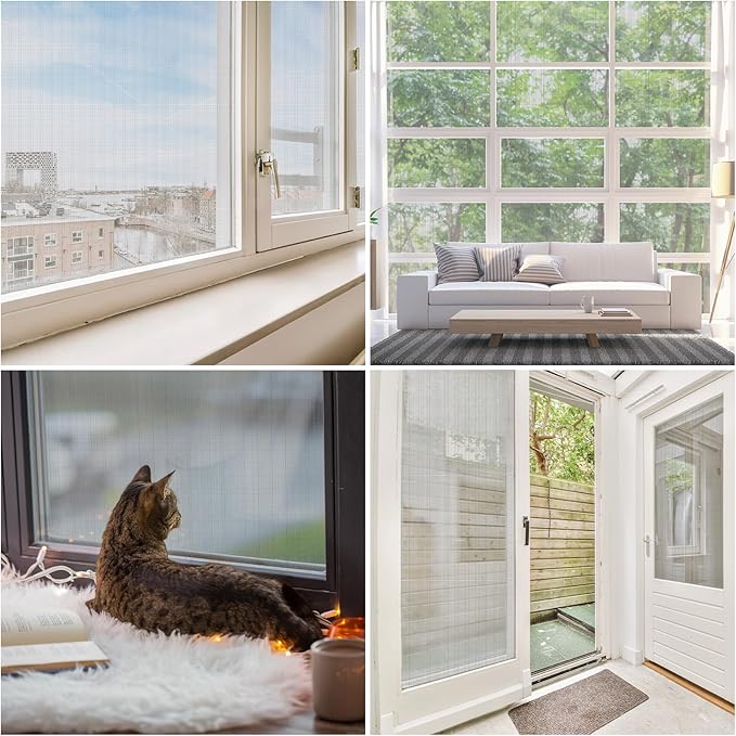 MAGZO Window Screen Replacement Mesh 48"W x 99"L - DIY Adjustable Polyester Pet Proof Screen Door Mesh for Patio Sliding Doors Window Screen Repair Kit, Durable, Washable, Black