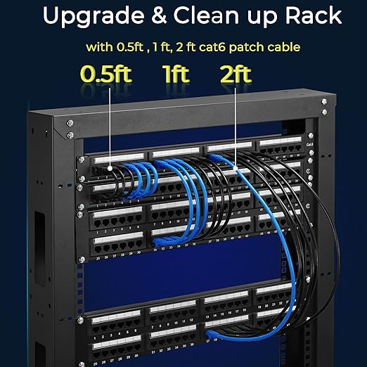 Rapink Patch Cables Cat6 2ft (24 Pack), Ethernet Patch Cable 10G Support, Cat 6 Patch Cable for Patch Panel to Switch, Flexiable Cat 6 Ethernet Cable with Gold Plated Red
