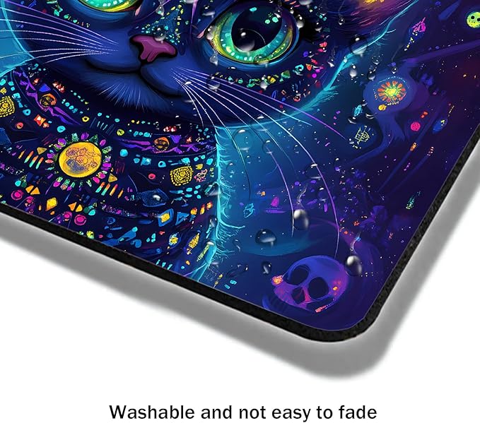 Mouse Pad, Cute Purple Cartoon Cat Mouse Pads for Desk, 9.5" x 7.9" Non-Slip Rubber Base Computer Mousepad with Women, Portable Square Design for Wireless Mouse and Pad Laptop Office & Travel