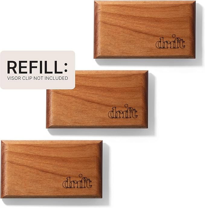 Drift Car Air Freshener - The Original Wood Air Freshener - Car Odor Eliminator - Long Lasting Scent - Metal Clip - Essential Oils - Clean Ingredients - Teak Scent 3 Pack Refill - NO CLIP INCLUDED