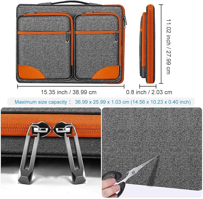 ZINZ Laptop Case 15 15.6 16 inches Sleeve Slim Briefcase Spill-Resistant Handbag for Most Popular 15" 15.6" 16" Notebooks，G01OG01