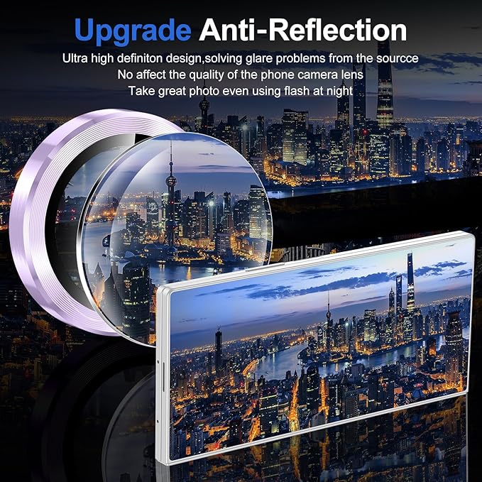for Samsung Galaxy Z Fold 7 Camera Lens Protector, Individual Metal Ring Tempered Glass Lens Cover, [Strong Adsorption] Scratch Resistant Ultra-Thin HD Clear Lens Cover, 1 Set-Purple