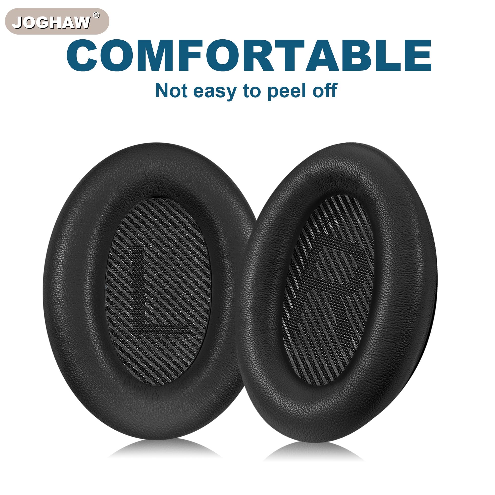 Joghaw Headphones Replacement Ear Pads, Sheepskin Ear Cushions for Bose QuietComfort 35 (QC35) Improved Durability, Ear Pads Cushions with High-Density Foam, Thickness and Sound Isolation - Black