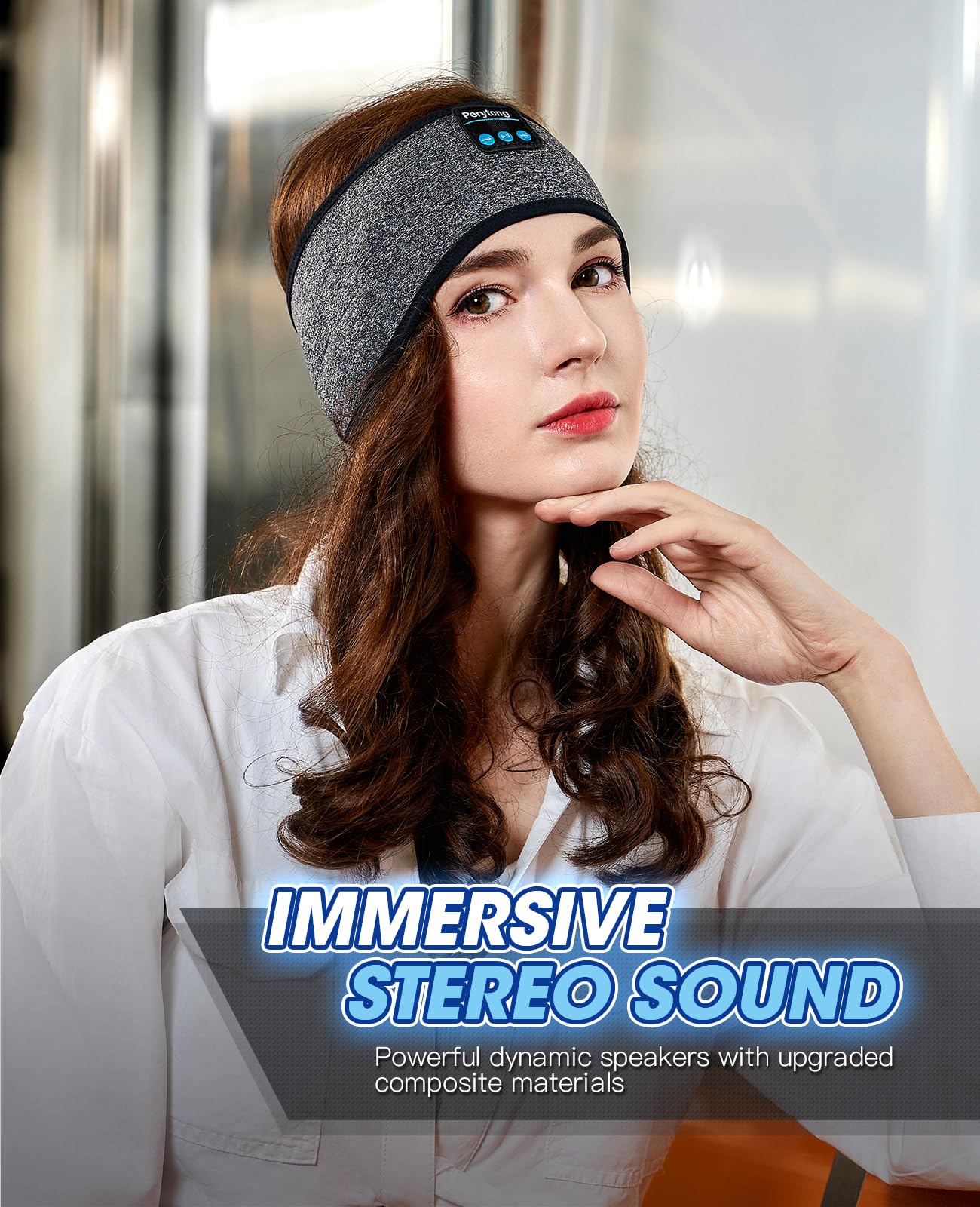 Perytong Sleep Headphones Bluetooth 5.4 Headband - Sleeping Headphones with Ultra-Thin Stereo Speakers for Side Sleepers - Wireless Music Earphones Headband for Sports, Workout, Jogging, Yoga, Travel