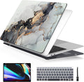 Batianda Case for MacBook Air 13 inch 2020 2019 2018 Release A2337 M1 A2179 A1932, Plastic Hard Shell +Keyboard Cover+Screen Protector for MacBook Air 13 inch Touch ID & Retina,Grey & Gold Ink