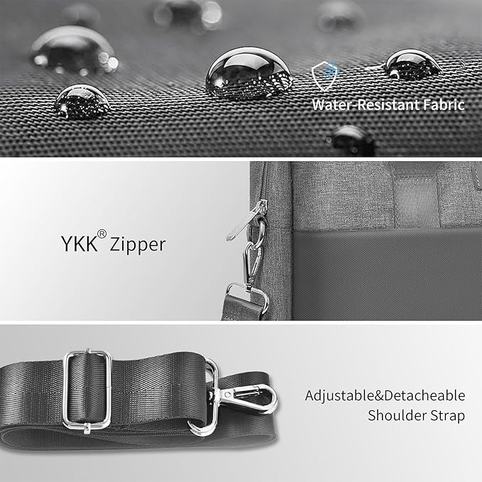WIWU 15.6 16 Inch Laptop Bag for Men Women, Water-Resistant Laptop Case with Shoulder Strap Messenger Work Bag for Business Compatible with MacBook Air Pro/Dell XPS/HP Envy/Microsoft Surface(Grey)