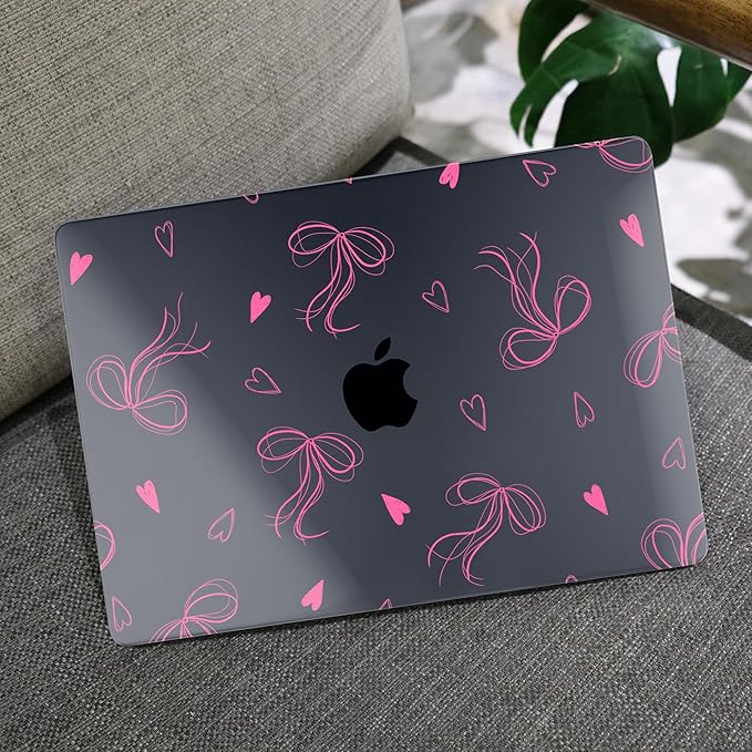 MEEgoodo Case for MacBook Air M4/M3/M2 13.6 inch 2025 2024 2022, Fit Model A3240 A3113 A2681, Compatible with MacBook Air 13 inch, Laptop Hard Shell Case with Keyboard Cover, Ribbons Bow