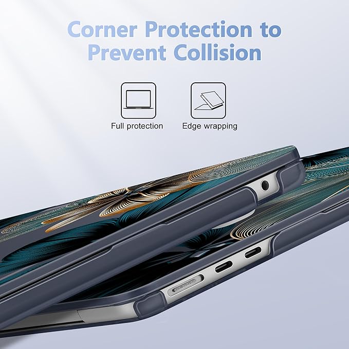 Case for MacBook Air 15 Inch 2025 2024 2023 Release M4 A3241 M3 A3114 M2 A2941, Hard Shell with Screen Protector & Keyboard Cover, Compatible with Touch ID - Leaves
