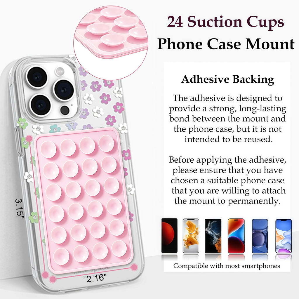 Anteel Silicone Suction Phone Case Mount 3 Pack, Silicon Adhesive Suction Cup Phone Mount, Non Slip Sticky Phone Grip for Cellphone, Strong Grip Holder for Selfies and Videos (Black)