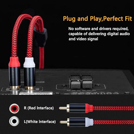 RCA Cable 25Ft,2Rca Male to 2-Rca Male Audio Stereo Subwoofer Cable [Hi-Fi Sound] Nylon-Braided Auxiliary Audio Cord for Home Theater, HDTV, Amplifiers, Hi-Fi Systems,Speakers and etc(25Ft/8M)