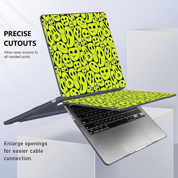 Case for MacBook Air 15 Inch 2025 2024 2023 Release M4 A3241 M3 A3114 M2 A2941, Hard Shell with Screen Protector & Keyboard Cover, Compatible with Touch ID, Distorted Emoticon