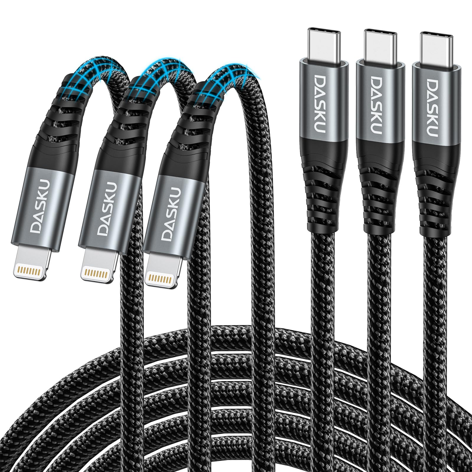 iPhone Cable Fast Charging [MFi Certified] USBC Lightning Cable 6FT, 3 Pack