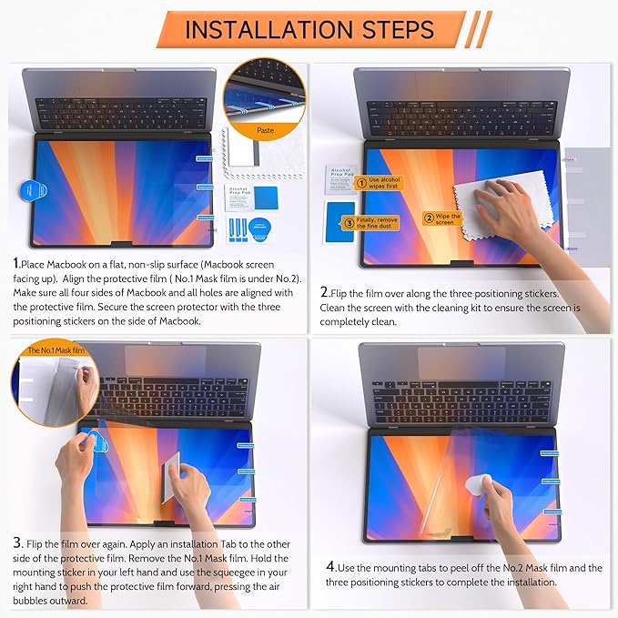Privacy Screen for MacBook Air 15 Inch (2023-2025, M2, M3, M4), Matte Anti Glare Blue Light Filter, Nano No Glue Anti Spy Black Protector for Mac Air 15.3In Laptop