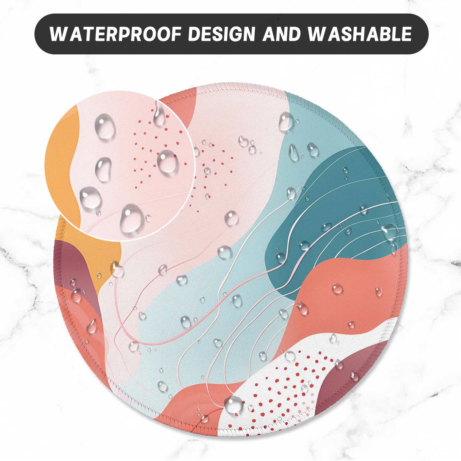ITNRSIIET Round Mouse Pad with Stitched Edge Premium-Textured Waterproof Non-Slip Rubber Base Desktop Protection Mat Diameter 8.7 inches, Art Style Pattern