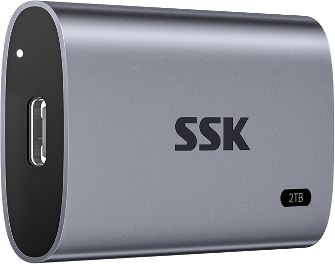 SSK 2TB SSD External Hard Drive, Portable SSD Up to 550MB/s Fast Solid State Drives, External Drive USB 3.2 Gen2 SSD for iPhone 15/Pro, Windows, Mac, Android with LED Light, Trim, Smart Supported