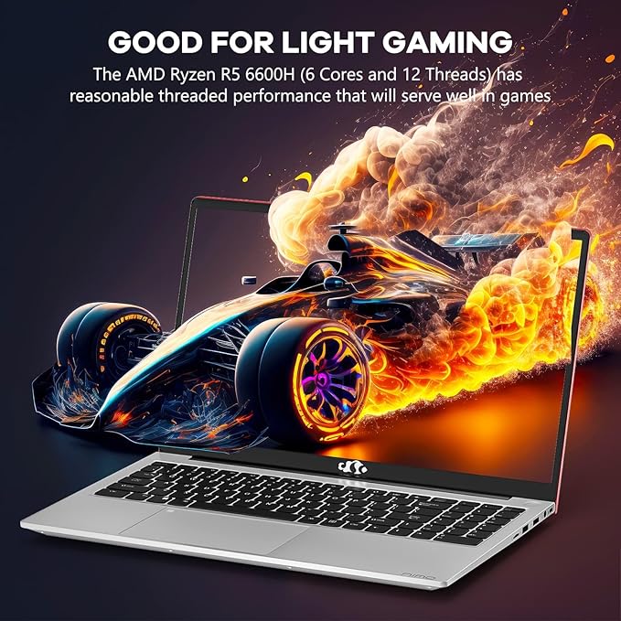 NIMO 15.6" IPS FHD-Gaming-Laptop, AMD Ryzen 5 6600H 6-Cores 660M GPU 16GB DDR5 RAM 1TB SSD(Beat i7-1165G7, Up to 4.5GHz) Computer with 100W GaN Type C Fingerprint Backlit Keyboard Win 11