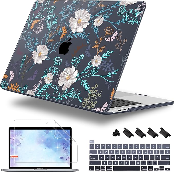 for MacBook Pro 16 inch Case 2019 2020 Release Model A2141, Plastic Hard Shell Cover with Keyboard Cover & Screen Protector for MacBook Pro 16 inch with Touch Bar & Touch ID, Rustic Flowers