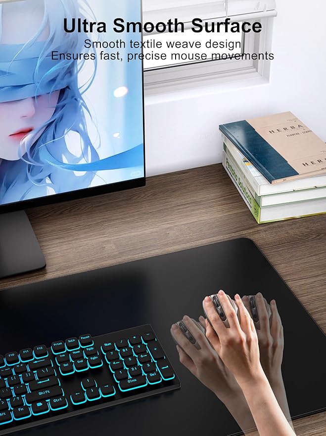 TopMade Mouse Pad with 15W Fast Wireless Charging, 31.5"x15.75" XXL Large Gaming Mousepad, Waterproof Desk Pad, Computer Desk Mat, Black(Includes 20W PD Power Adapter & 6.56ft Woven Cable)