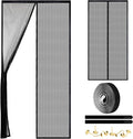 Magnetic Screen Door - Self Sealing, Heavy Duty, Hands Free Mesh Partition Keeps Bugs Out Let Breeze in- Pet and Kid Friendly - Keep Open Feature (Black, Fit Door Size 30 x 80 Inch)