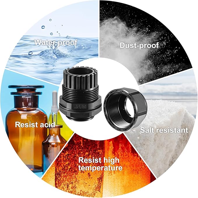50 PCS 1/2"(6-12.5mm) NPT Nylon Cable Gland Joints with Gaskets, IP68 Adjustable Lock Nut Strain Relief Cord Grip Waterproof Cable Glands - UL Listed and RoHS Compliant
