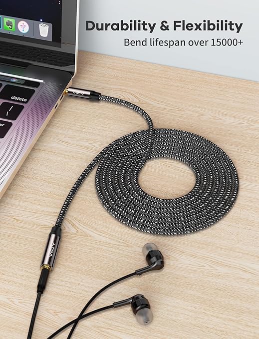VIOY Headphone Extension Cable 100 FT,[Copper Shell, Hi-Fi Sound] 3.5 mm Male to Female Stereo Audio Cable Nylon Braided Aux Cord for Smartphones, Tablets, Media Player