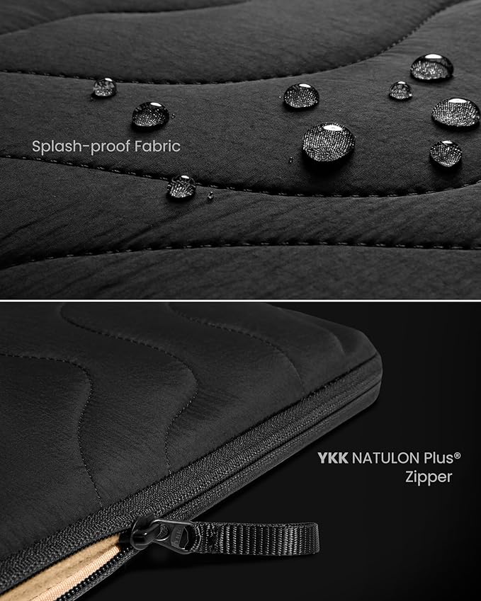 tomtoc 360 Protective Puffy Laptop Sleeve for 14-inch MacBook Pro M4/M3/M2/M1 Pro/Max A3112 A3401 A3185 A2992 A2918 A2779 2024, 13.5/13.8-inch Surface Laptop 7(Copilot+ PC)/6/5/4/3, Quilted Design