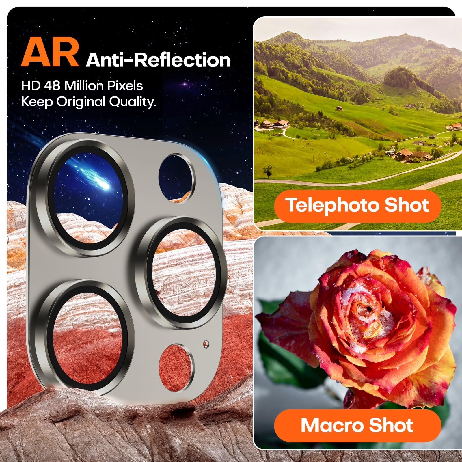 Wumigoo Camera Lens Protector for iPhone 16/15/14 Pro Max & 16/15/14 Pro