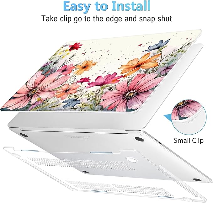 Mektron for MacBook Pro 13-inch Case 2022 2021 2020 Release A2338 M2 M1 A2289 A2251, Printed Plastic Hard Shell Cover for New MacBook Pro 13.3-inch Touch Bar Fits Touch ID, Colorful Floral