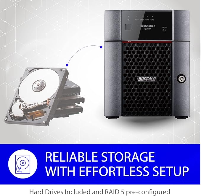 BUFFALO TeraStation 3420DN 4-Bay SMB 4TB (2x2TB) Desktop NAS w/Hard Drives Included Network Attached Storage