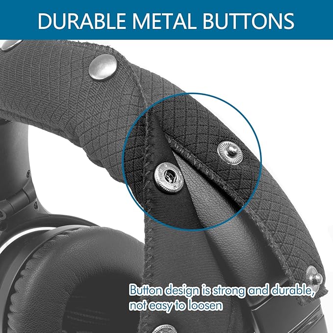 GEVO Replacement Headphone Headband Cover for Bose QC35,QC25,Beats Studio2/ 3,Skullcandy,JBL,Jlab Headphones,Headband Cushioning Pad Protects Repair Parts,Easy Installation,No Tools Required (Black)