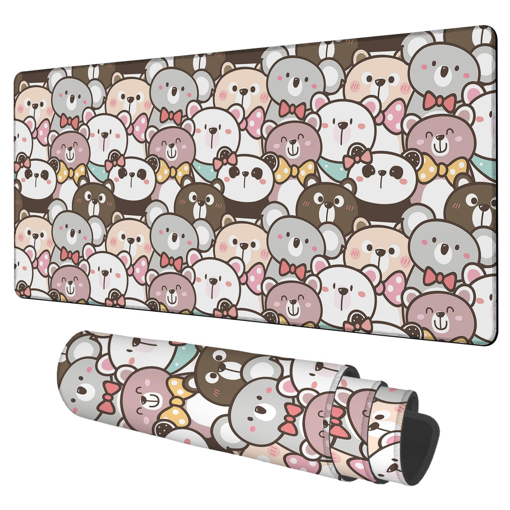 NITAHHHY Gaming Desk Pad Large Extra Length Panda and Koala Mouse Pad Keyboard Laptop Non-Slip Waterproof with Rubber Base Thick Stitched Edge Mouse Mat for Office Home 35.4 x 15.7 Inches