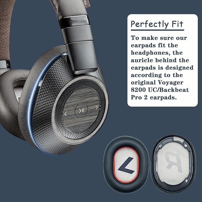 Replacement Earpads Compatible with Plantronics Voyager 8200 UC/Plantronics Backbeat Pro2 Headphone, Headphone Ear Pads Ear Cushions, Ear Cups Cover Repair Parts-Black