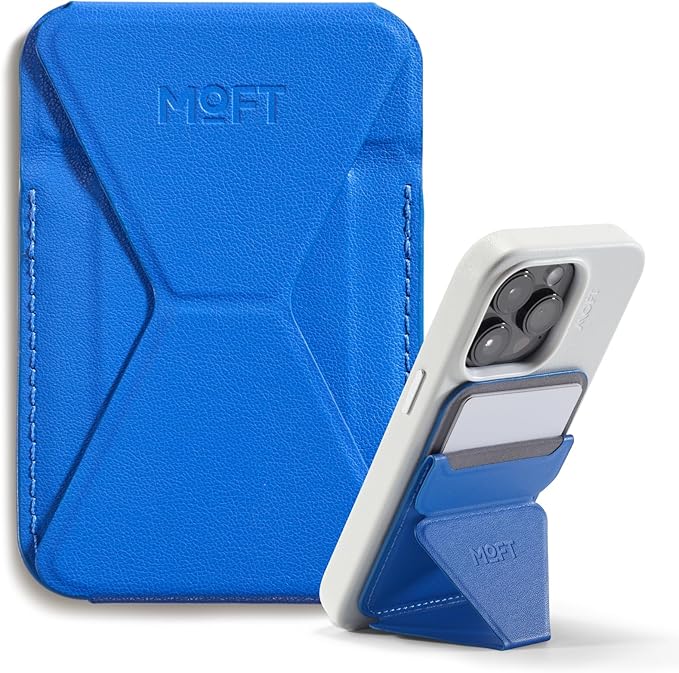 MOFT Magnetic Wallet Stand Compatible with iPhone 16/15/14/13/12 Series, Angle Adjustment & Magsafe Compatible MOVAS Phone Stand,Sapphire