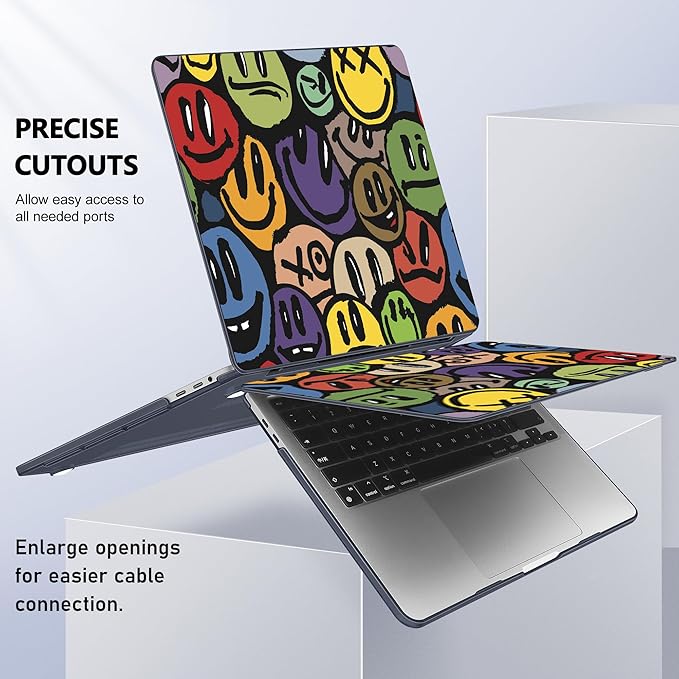 for MacBook Pro 16 inch Case 2019 2020 Release Model A2141, Plastic Hard Shell Cover with Keyboard Cover & Screen Protector for MacBook Pro 16 inch with Touch Bar & Touch ID, Happy Emoji