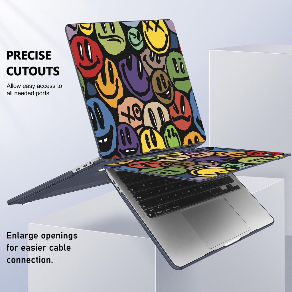 Lepeoac for MacBook Pro 16 inch Case 2019 2020 Release Model A2141, Plastic Hard Shell Cover with Keyboard Cover & Screen Protector for MacBook Pro 16 inch with Touch Bar & Touch ID, Happy Emoji