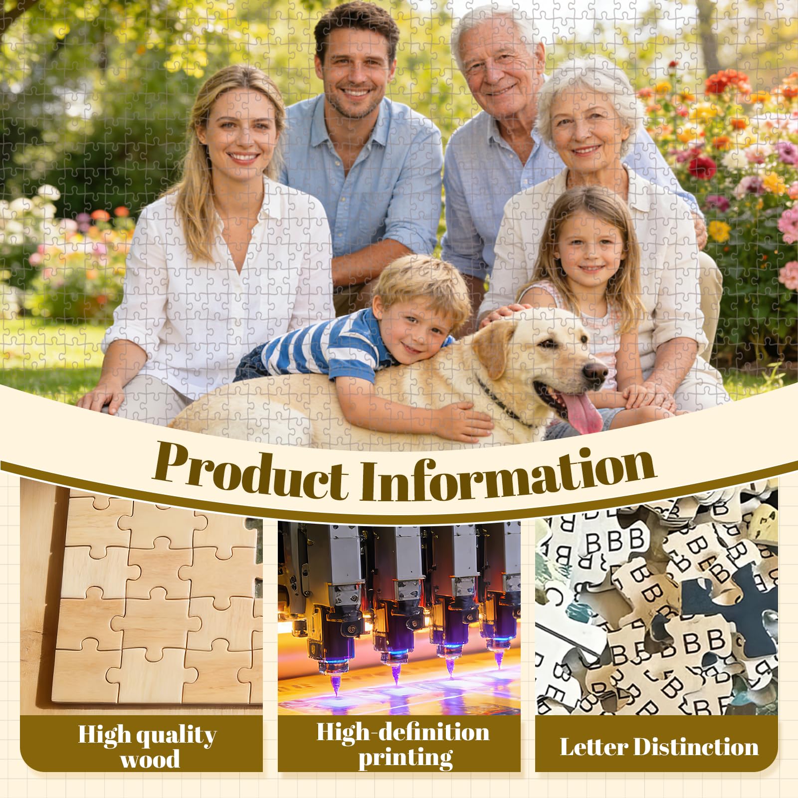 Custom Puzzles from Photos, 1000 Pieces Personalized Photo Jigsaw Puzzle for Adults, Customized Unique Gift for Men Women Family Birthday Wedding