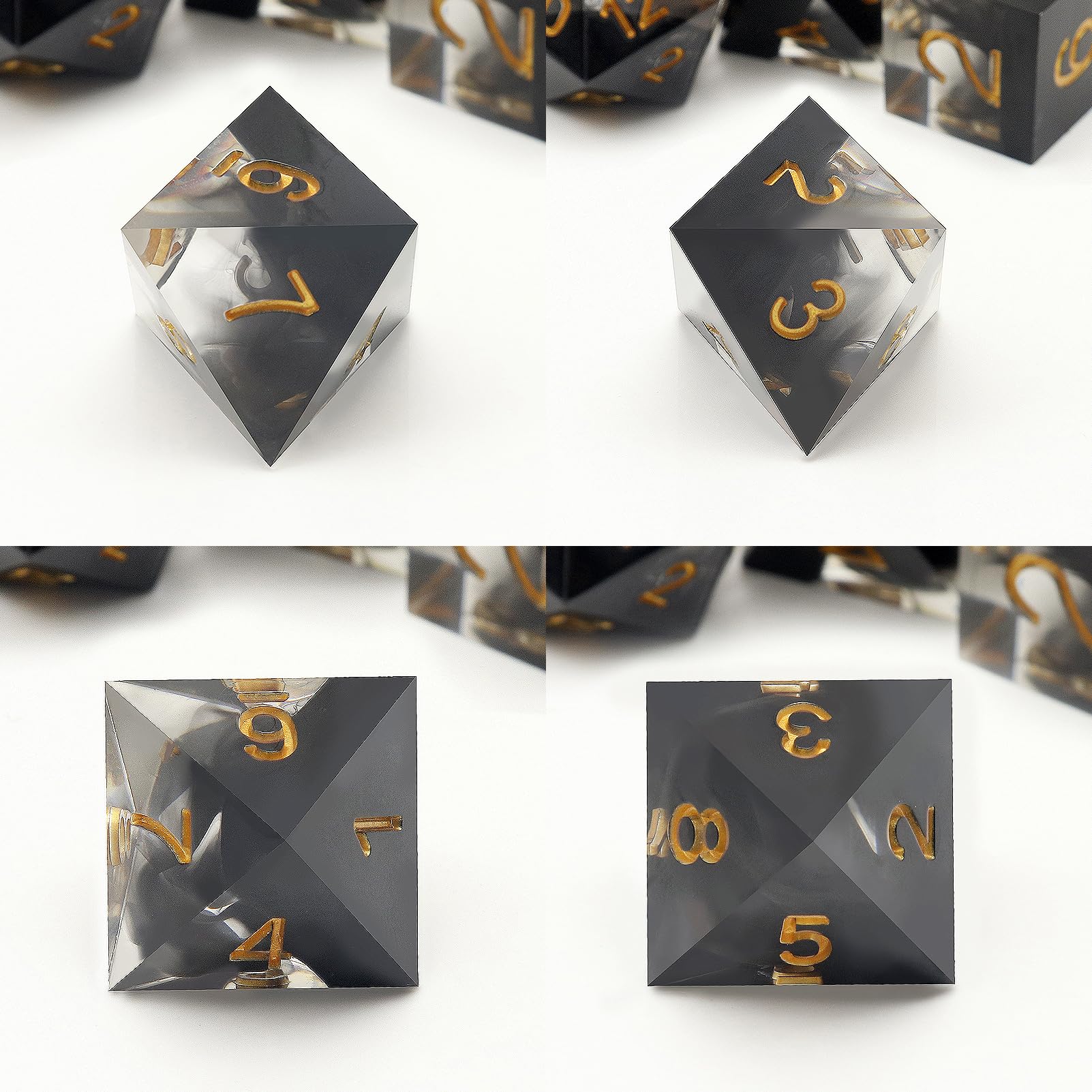 Haxtec Sharp Edge Dice Set DND Dice Set with Dice Case Handmade Black Swirls Resin D&D Dice Set for TTRPGs Compatible with Dungeons and Dragons Gifts-Dark Soul