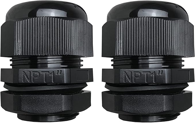 MGI SpeedWare 1" NPT Strain Relief Nylon Cord Grip Cable Glands, Black Plastic Grommet 20-Pack