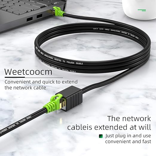 Ethernet Extension Cable 30ft, Network Cat6a Extension Patch Cable RJ45 Cords Shielded Male to Female Connector (30FT)