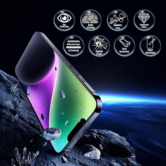 Screen Protector for iPhone 16e/14/13/13Pro [6.1 Inch], Colorless Anti-Blue Light Tempered Glass Films, Eye Protection,9H Hardness, No Bubbles, Case Friendly Easy Installation Kit, 2 Pack