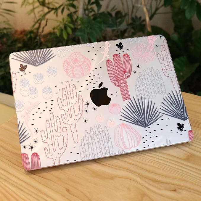 MEEgoodo for MacBook Air 13 inch Case 2021 2020 2019 2018 Released A2337 M1 A2179 A1932 with Touch ID, Plastic Hard Shell & Keyboard Cover Compatible with MacBook Air Case 13.3, Cacti