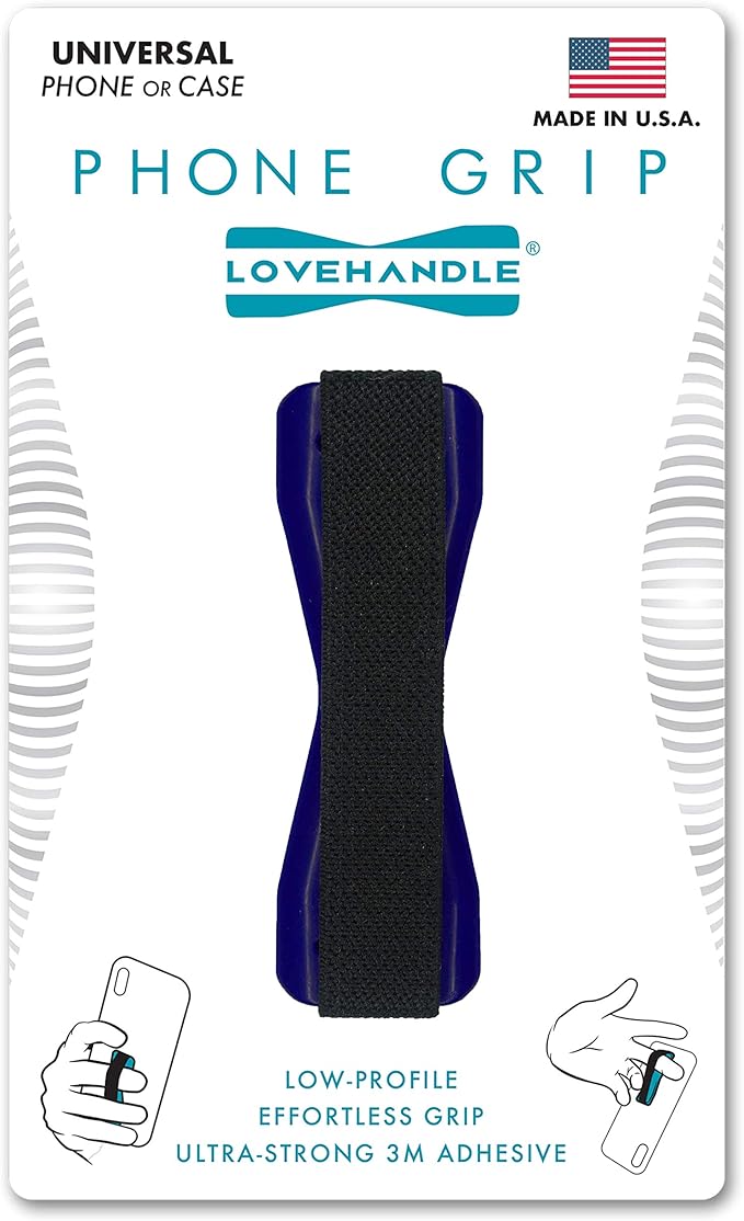 LOVEHANDLE Phone Grip - Universal Phone Strap and Phone Grips for Back of Phone - Convenient Cell Phone Holder for Hand That Fits Most Smartphones and Mini Tablets - Made in The USA