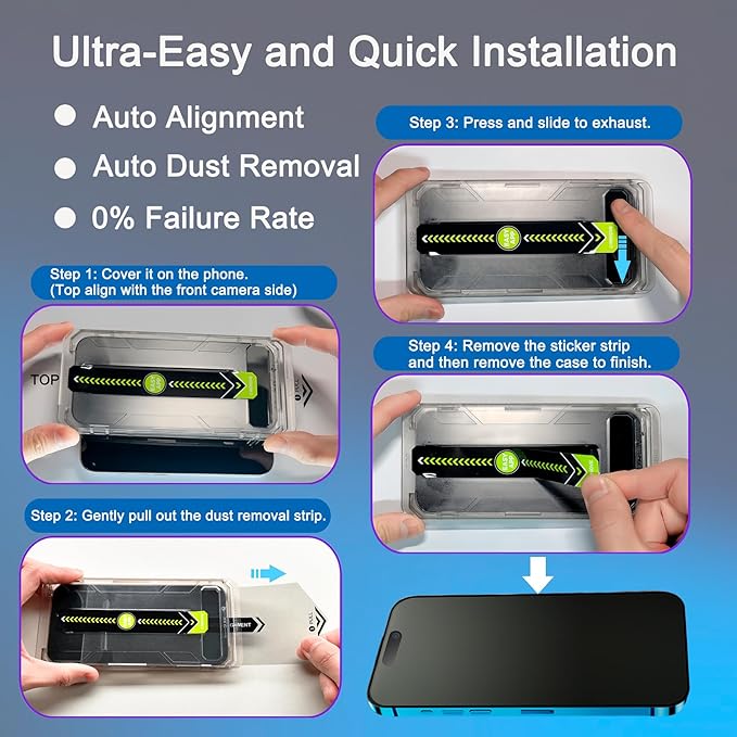 2 Pack Matte Privacy Screen Protector for iPhone 15/iPhone 16, [Auto-Dust Removal and Auto-Alignment] Anti-Spy Anti-Glare Anti-Fingerprint Tempered Glass Film 6.1", Smooth & Sensitive Touch