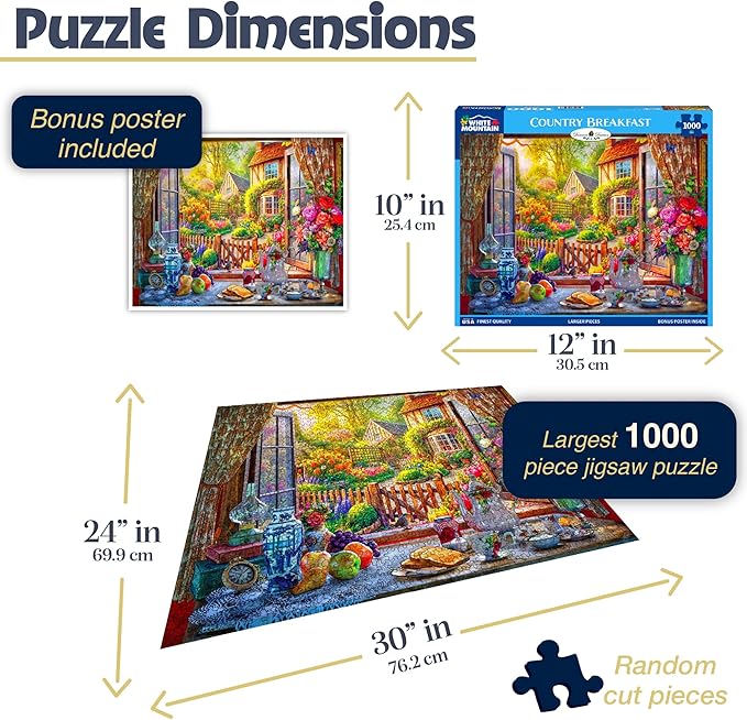 White Mountain Country Breakfast Puzzle 1000 Piece Vintage Jigsaw Puzzle for Adults and Families